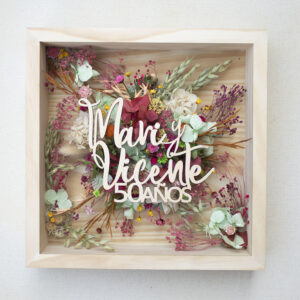 cuadro personalizado con flores secas para aniversario